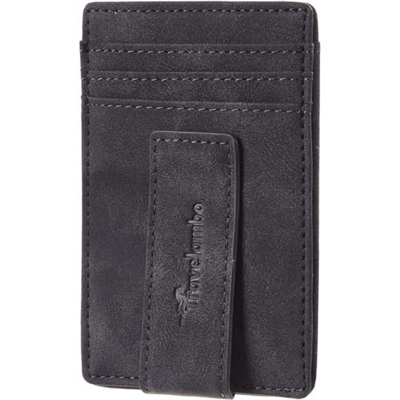 Mens Slim Wallet RFID Money Clip Front Pocket Leather Card Holder Minimalist - Picture 1 of 6